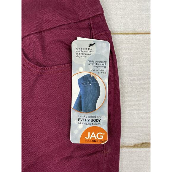 Jag Jeans Womens 16 Burgundy Slim Leg Pull On Stretch Pants Hi Rise Elastic NWT - Picture 2 of 12